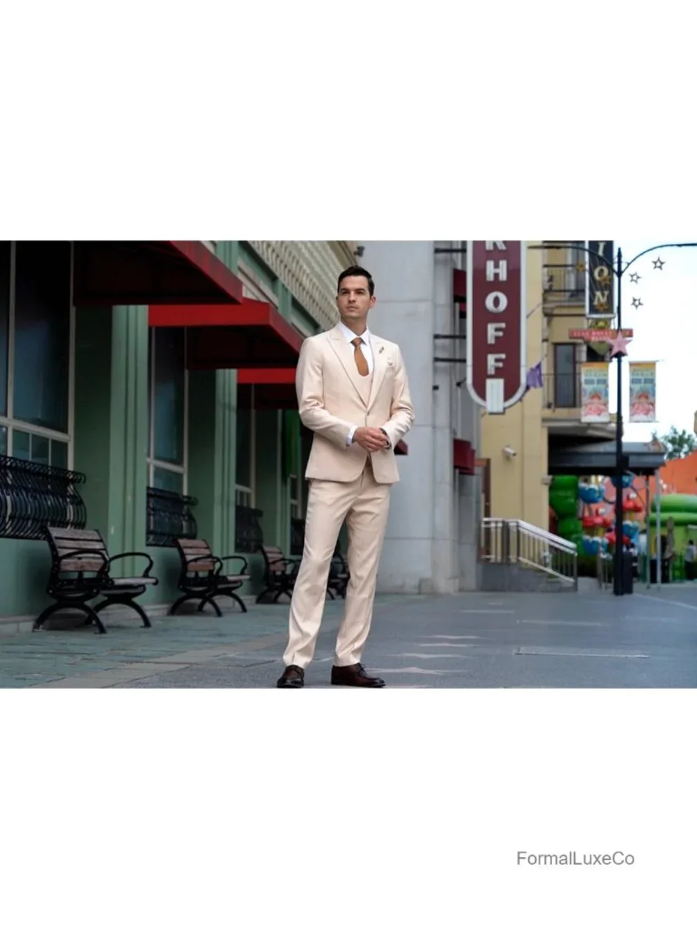 Men's Slim Fit 3-Piece Tuxedo Suit Set with Vest, Jacket & Pants